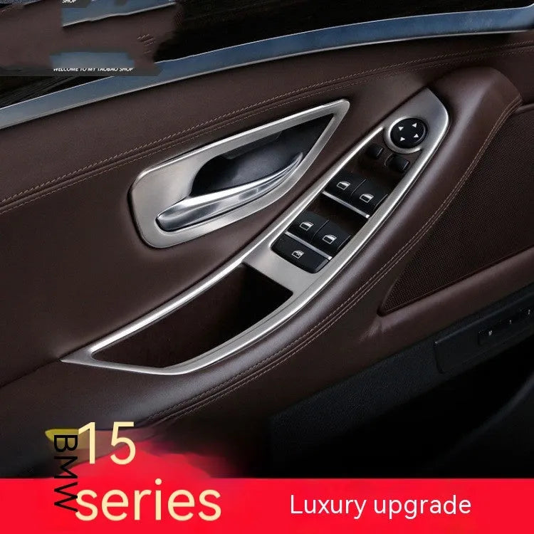 BMW 5 Series interior door handle decorative trim kit with four ABS stainless steel frames