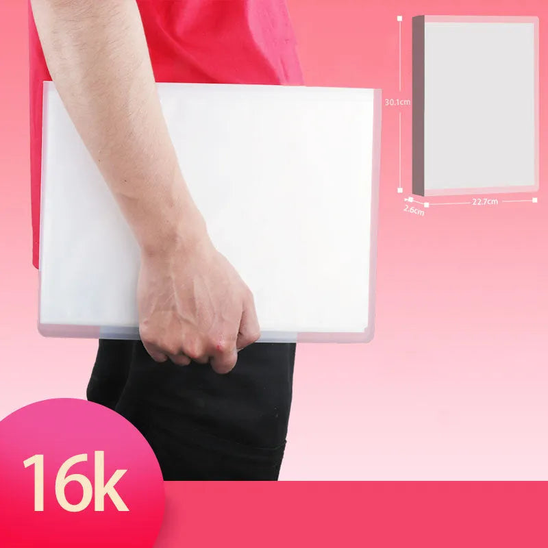 PP plastic waterproof storage album with rounded corners in four size options.