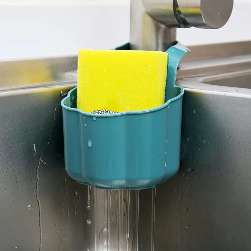 Nordic style plastic sink drain basket in dark blue measuring 20cm by 10cm by 7.5cm