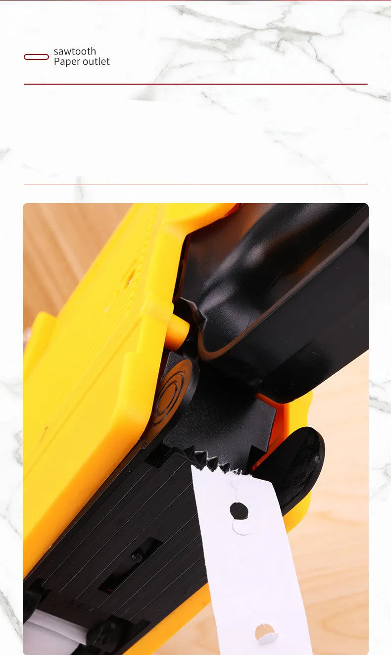 Manual price labelling machine in blue, red, or yellow with ink roller and paper rolls