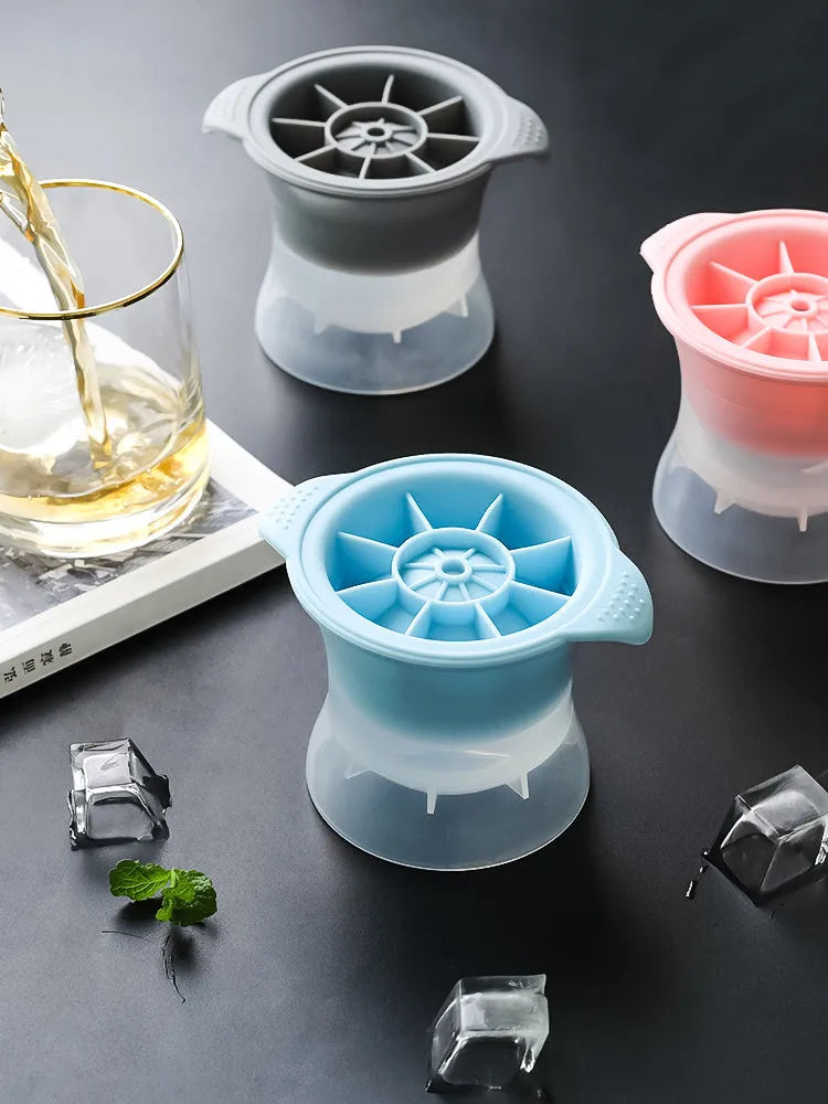 Silicone ice tray producing hockey artifact ice shapes for cocktails in various colour options