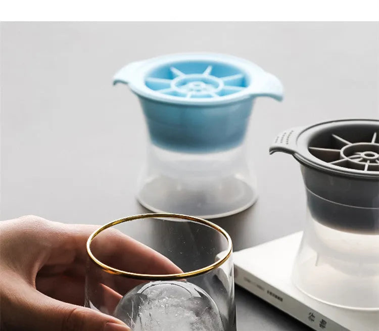 Silicone ice tray producing hockey artifact ice shapes for cocktails in various colour options