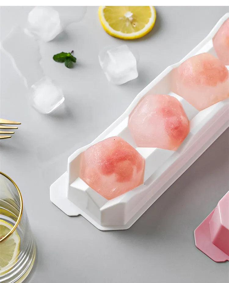 Silicone ice tray producing hockey artifact ice shapes for cocktails in various colour options