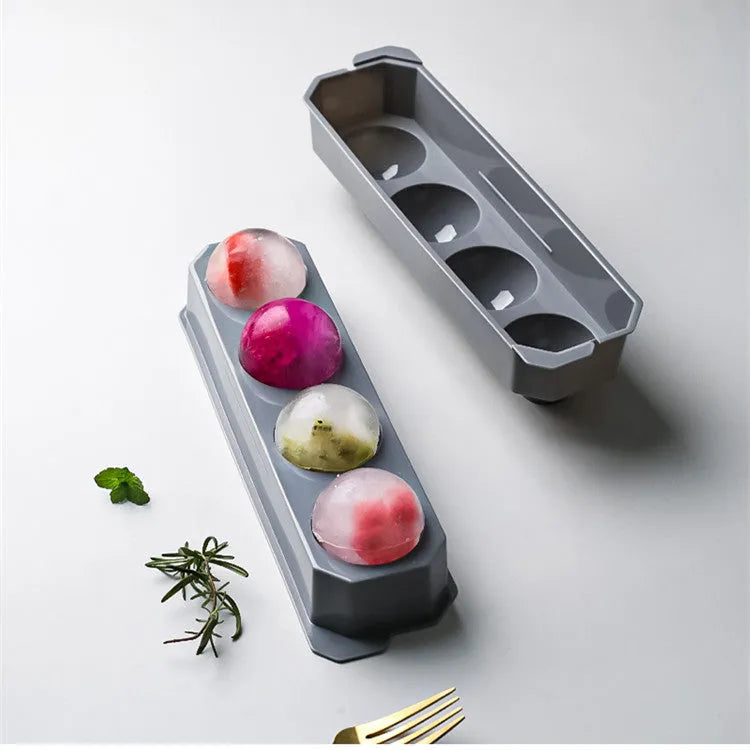 Silicone ice tray producing hockey artifact ice shapes for cocktails in various colour options
