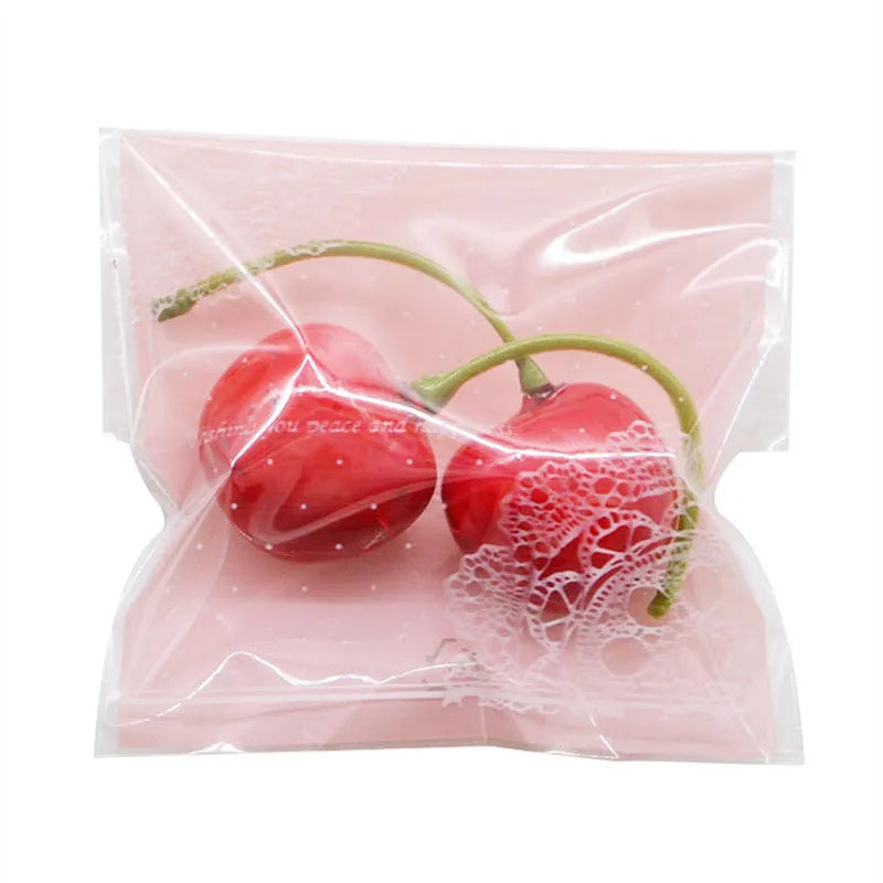 Pink self-adhesive plastic packaging bags for handmade soap with UV printing