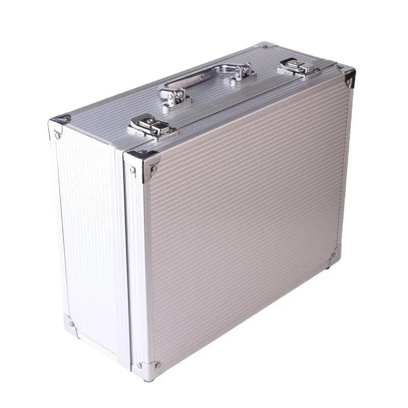 Aluminium alloy tattoo equipment storage box with secure clasp closure in black colour
