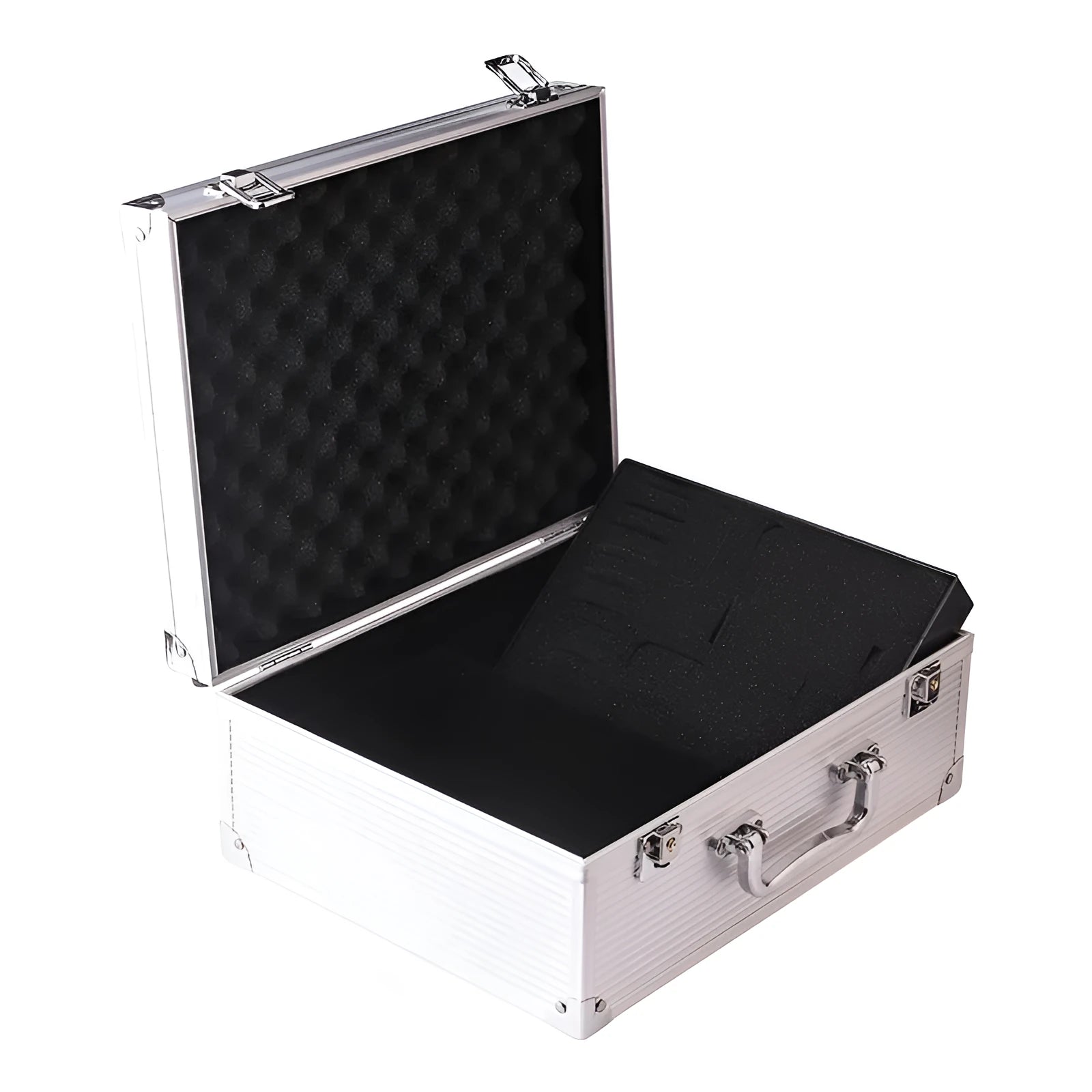 Aluminium alloy tattoo equipment storage box with secure clasp closure in black colour