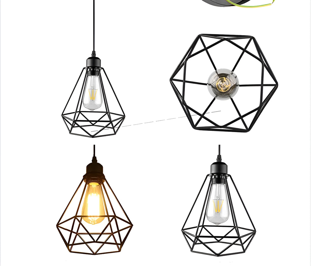 Black iron nordic retro chandelier with retractable 21x26x26cm size for living room ceiling