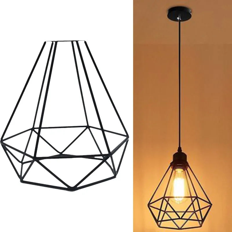 Black iron nordic retro chandelier with retractable 21x26x26cm size for living room ceiling
