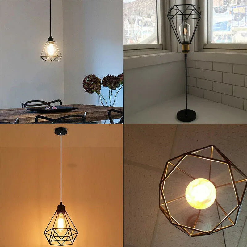 Black iron nordic retro chandelier with retractable 21x26x26cm size for living room ceiling