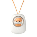 White squirrel design portable hanging neck fan with USB charging cable