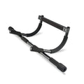 Black steel pipe pull-up bar mounted on wall for home fitness training