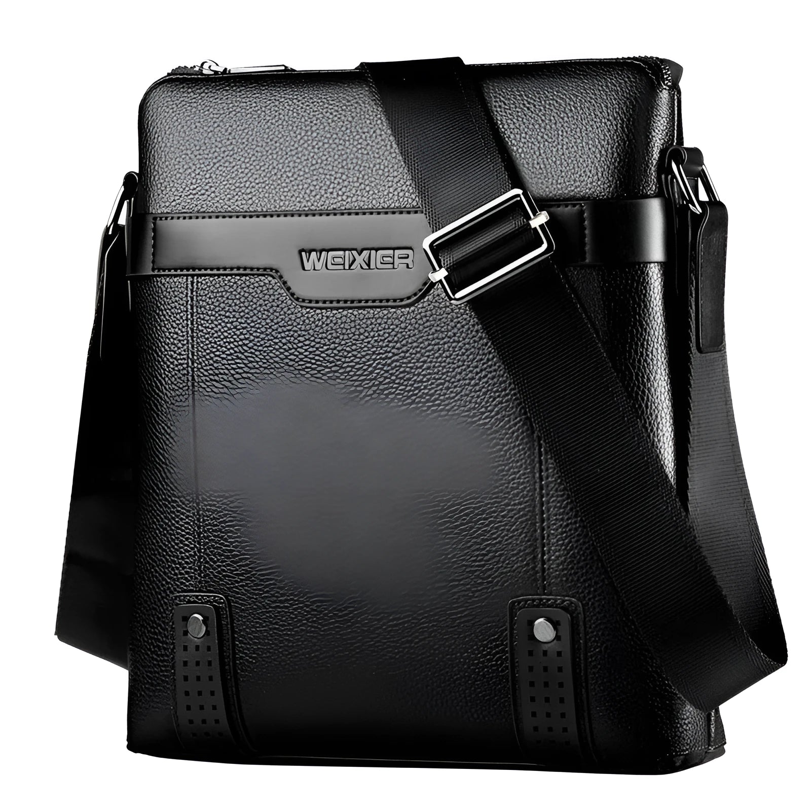 Medium square shoulder bag for men in soft PU leather with zipper opening and single strap