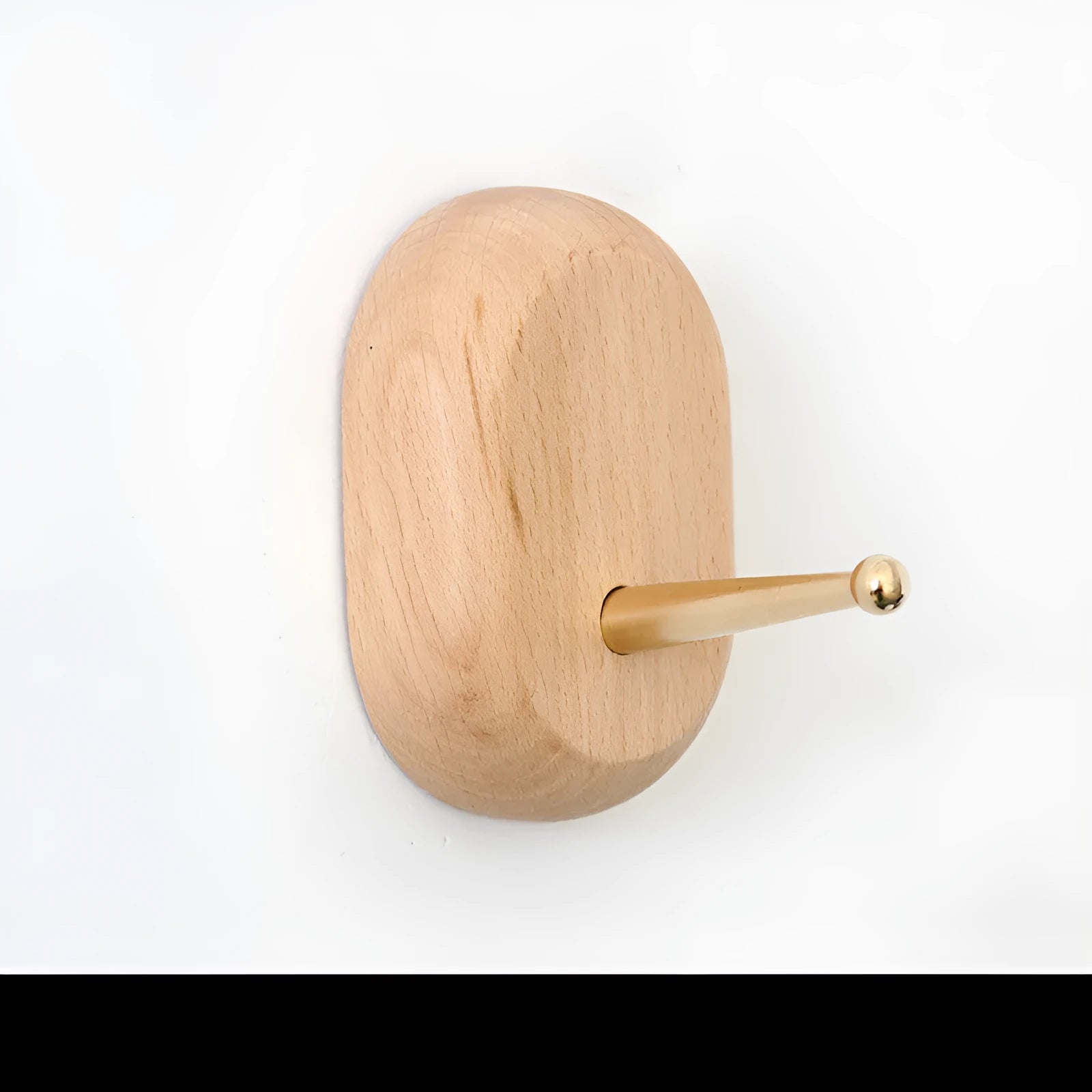 Beech wood adhesive wall hook with brass perforation in five shape options