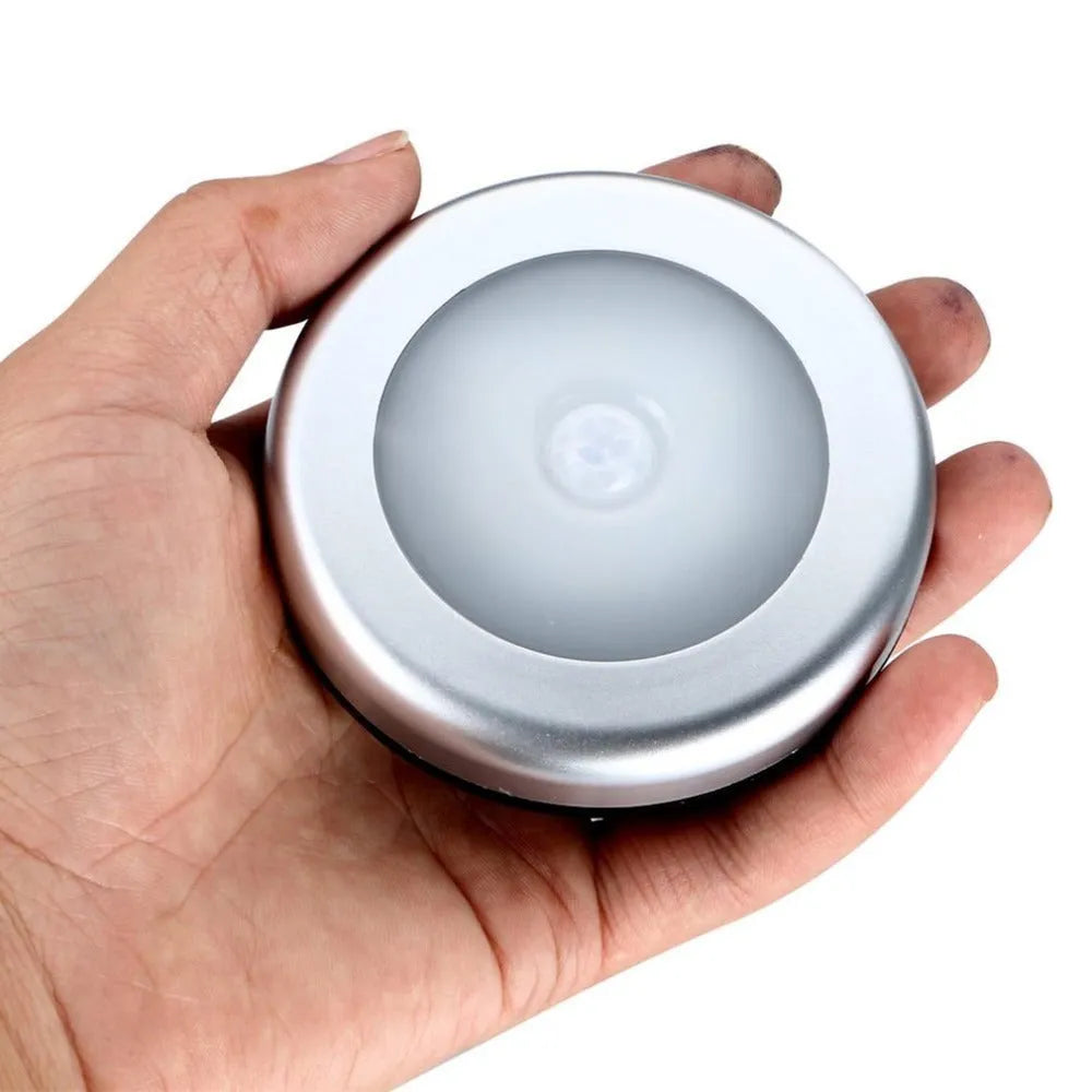 Silver wireless motion sensor night light with square PC plastic lampshade