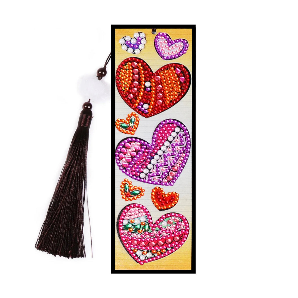 DIY diamond painting bookmark kit with special-shaped mandala design and colourful resin diamonds on a PVC base.