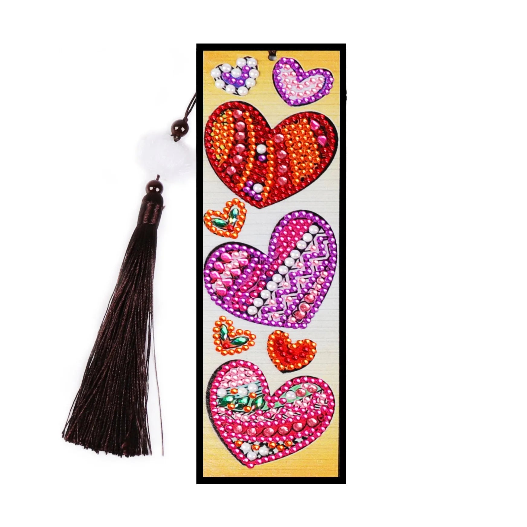 DIY diamond painting bookmark kit with special-shaped mandala design and colourful resin diamonds on a PVC base.