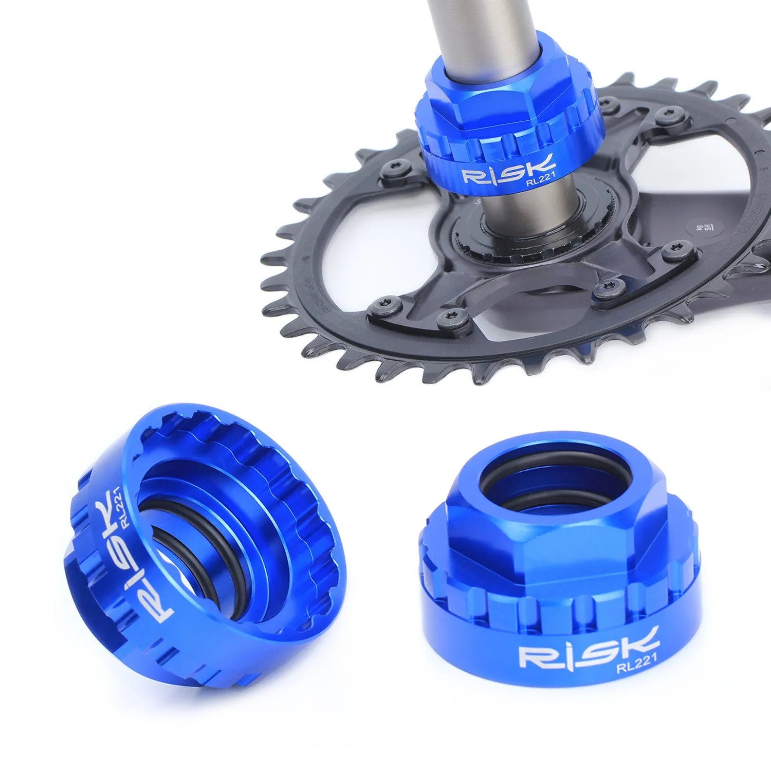 Blue aluminium alloy 12-speed direct mount disc removal tool for bicycle hydraulic brakes