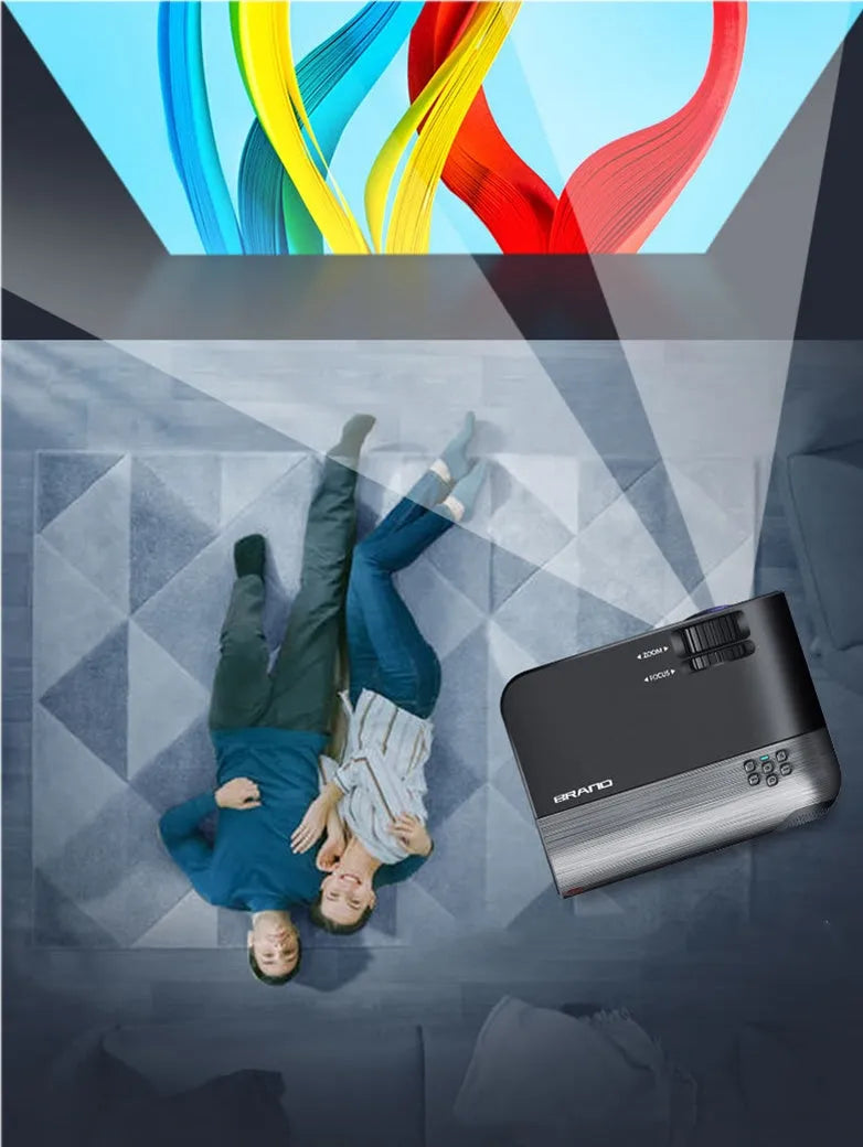 Portable Android WiFi projector unit with wireless connectivity and AI voice control system
