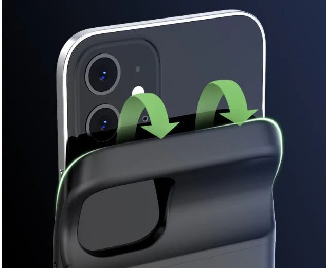 Black ultra-thin TPU back clip battery for iPhone 12 with wireless charging capability