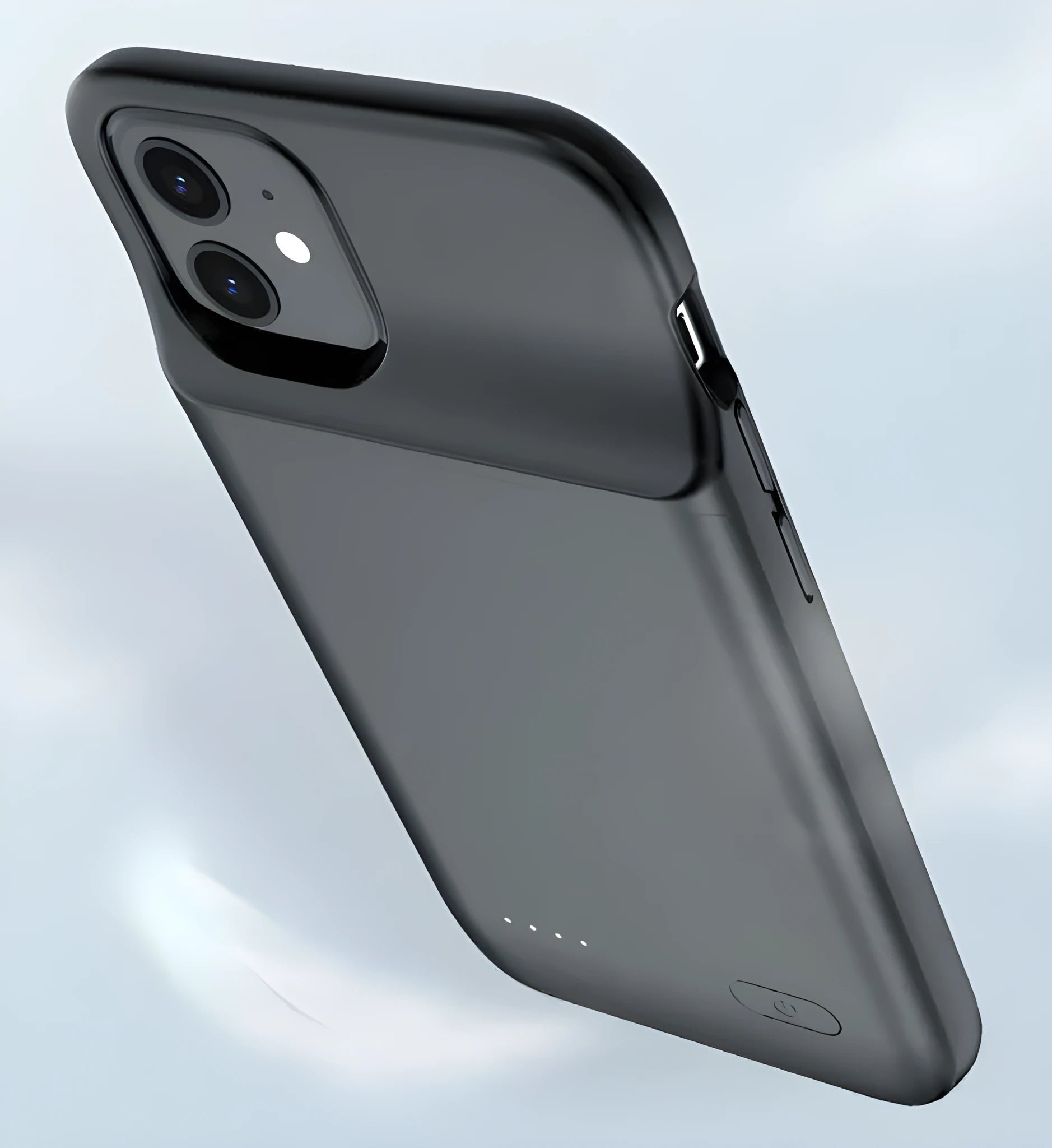 Black ultra-thin TPU back clip battery for iPhone 12 with wireless charging capability