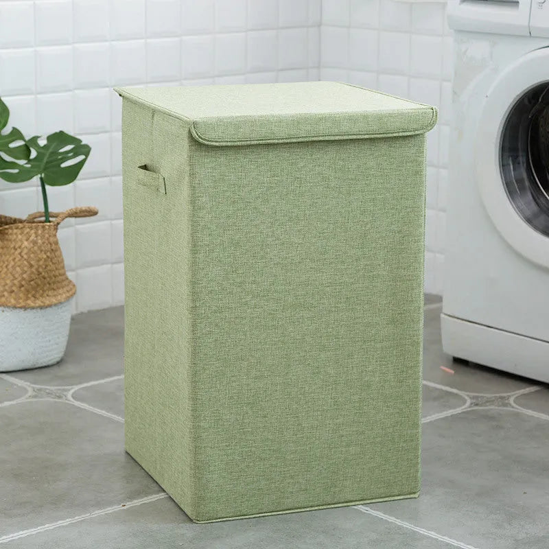 Washable cotton linen laundry sorting box in beige brown green or grey for bathroom clothes storage
