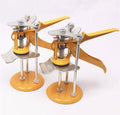 Silver adjustable tile raising locator levelling tool on a work surface