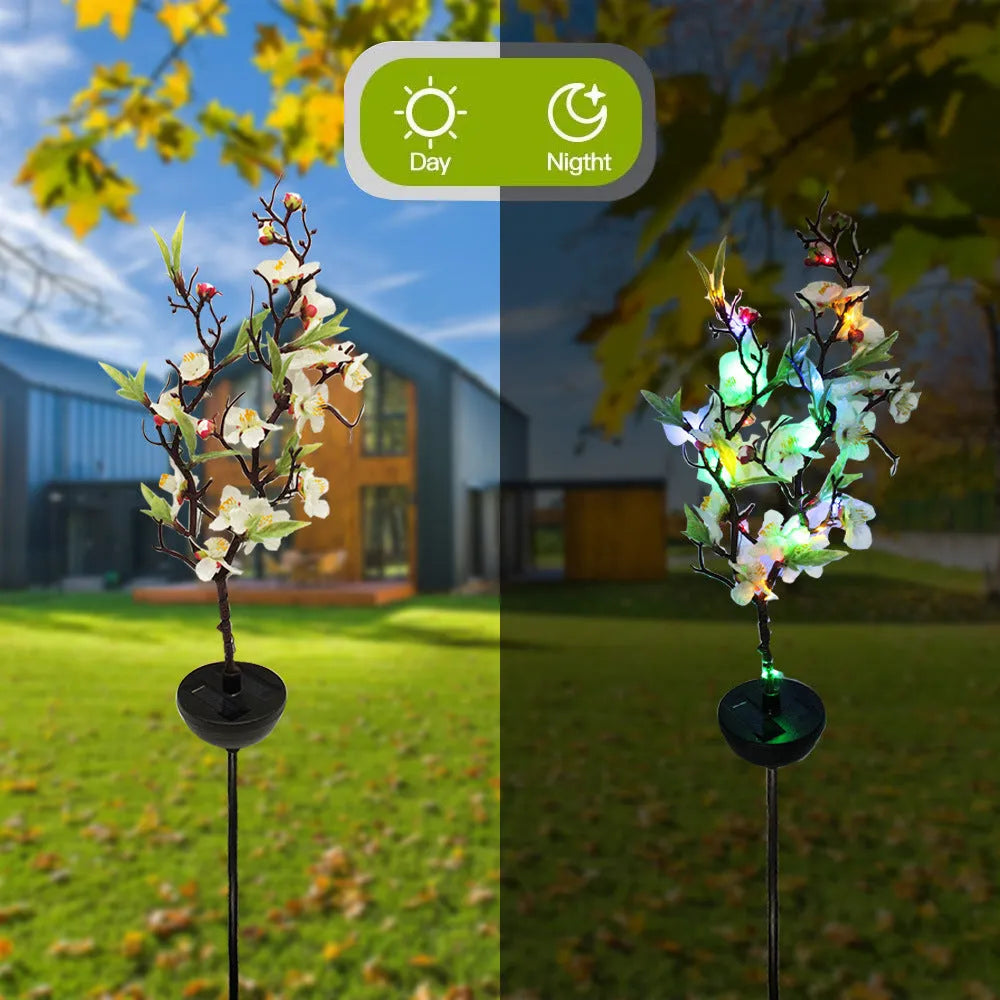 Solar-powered cherry blossom firework string light for outdoor garden decoration