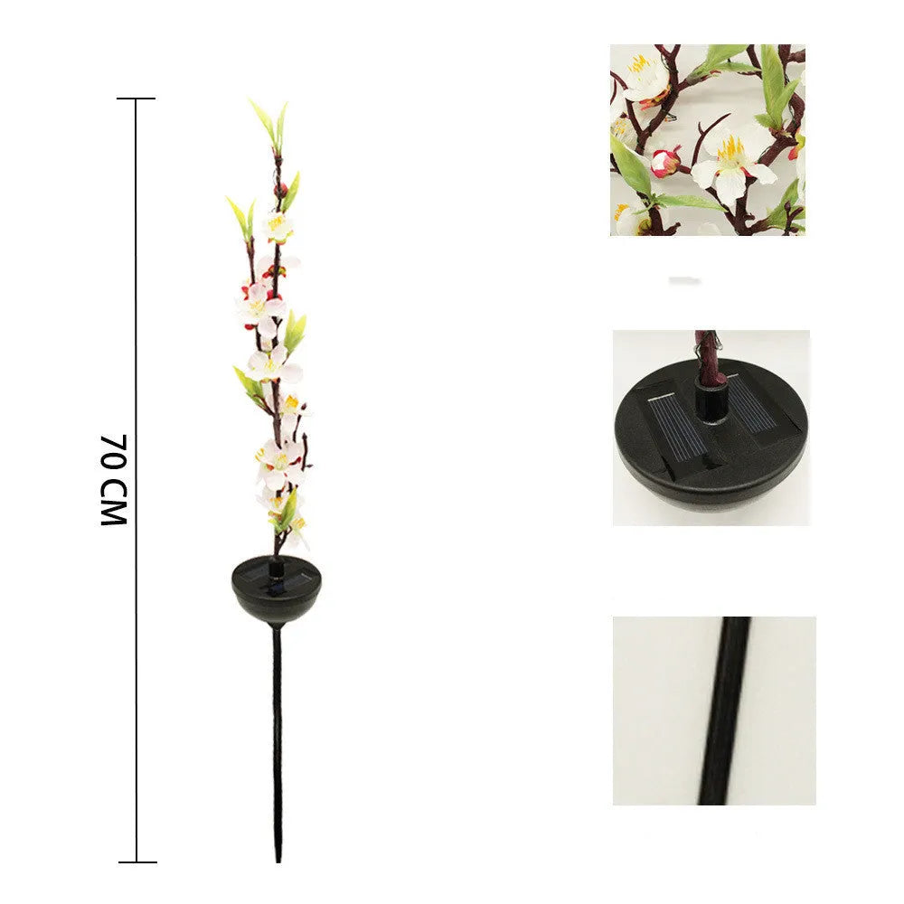 Solar-powered cherry blossom firework string light for outdoor garden decoration