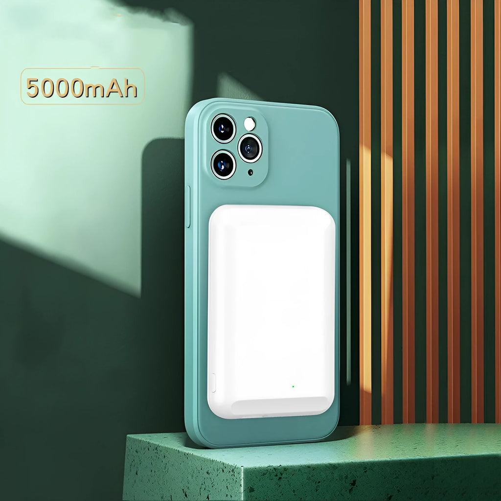 5000mAh magnetic wireless power bank in black blue green pink white colour options