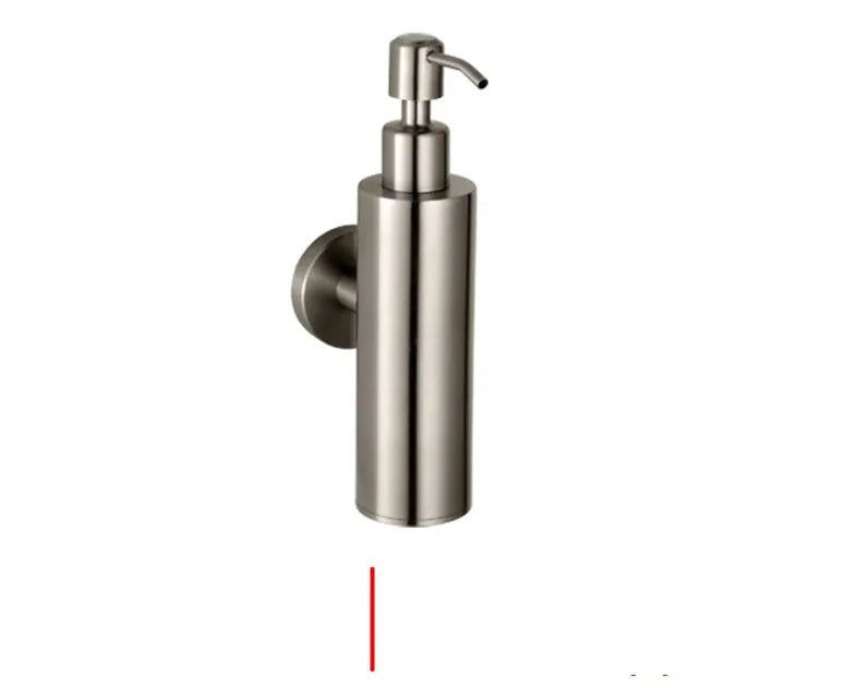 Stainless steel wall-mounted manual soap dispenser in brushed, mirror, or black finish
