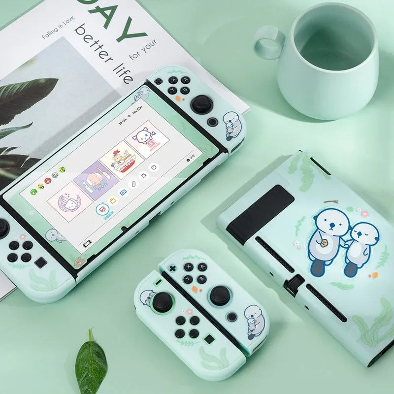 Nintendo Switch Lite silicone protective case with back grip housing and included screen protector