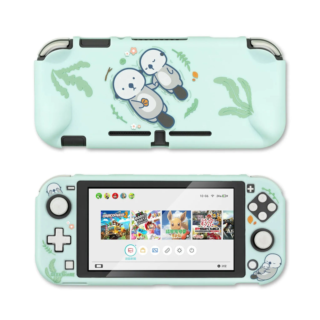 Nintendo Switch Lite silicone protective case with back grip housing and included screen protector