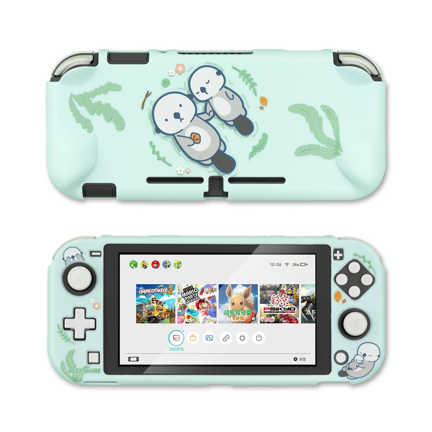 Nintendo Switch Lite silicone protective case with back grip housing and included screen protector