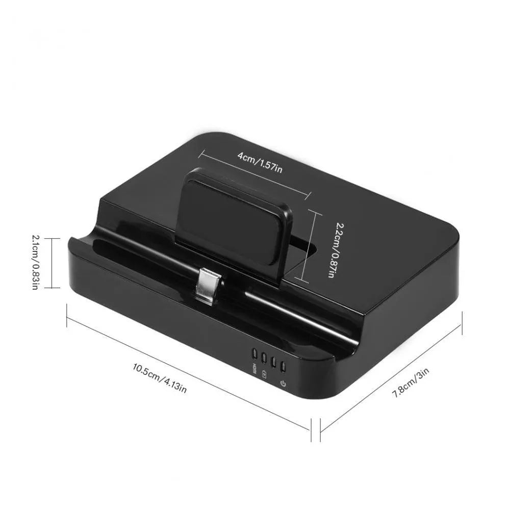 Black aluminium USB-C to HDMI converter dock for connecting mobile phones and laptops to monitors.