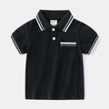 Boys white cotton polo shirt with short sleeves and round neck for summer wear