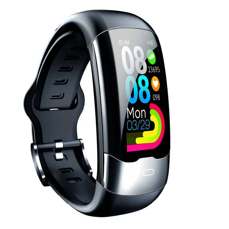 Smart bracelet with LED display for heart rate, blood pressure, and sleep tracking in black, blue, or red colour options