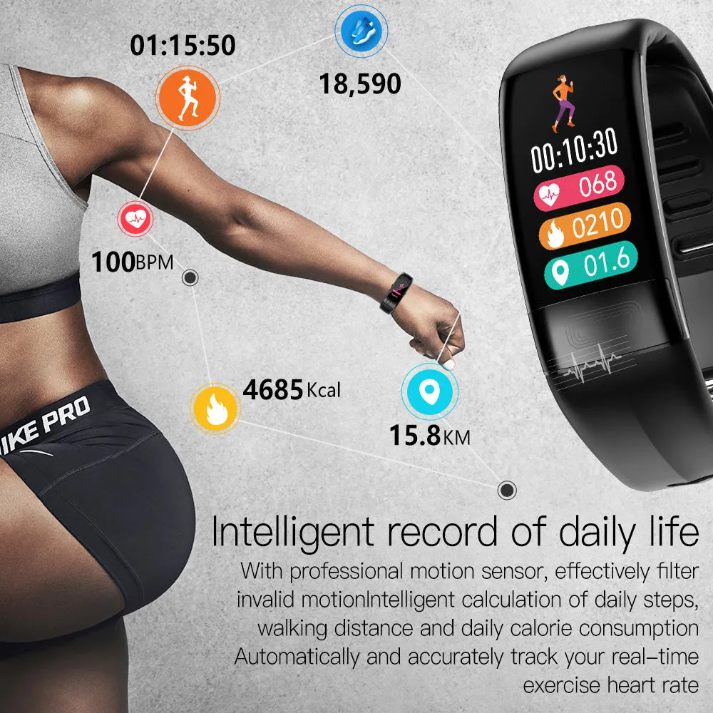 Smart health monitoring bracelet with ECG tracking on adjustable wrist strap