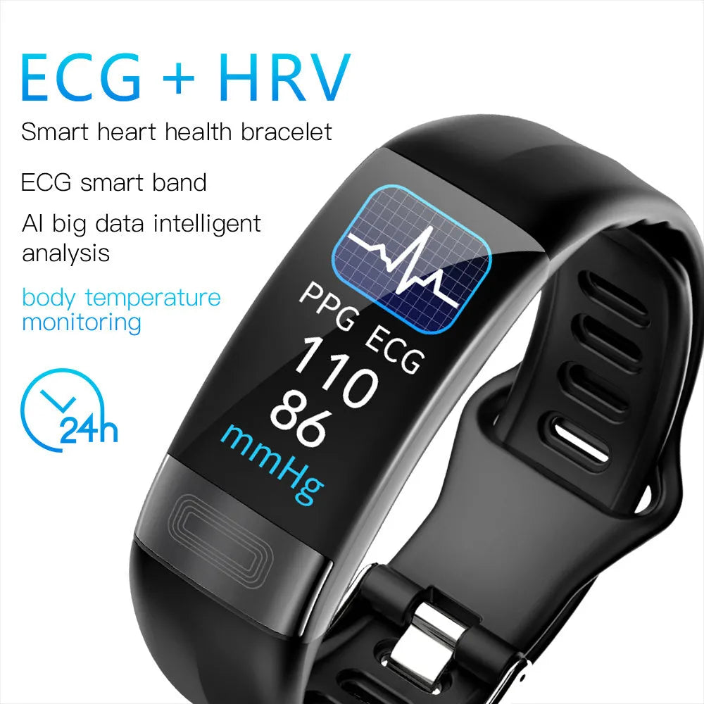 Smart health monitoring bracelet with ECG tracking on adjustable wrist strap
