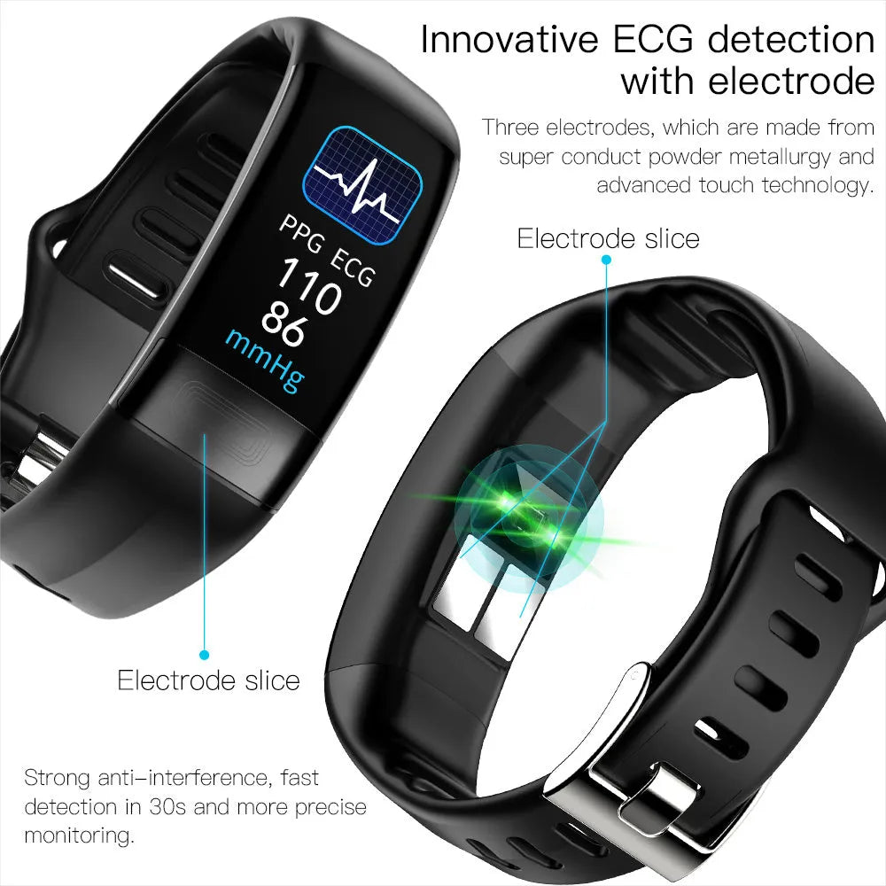Smart health monitoring bracelet with ECG tracking on adjustable wrist strap