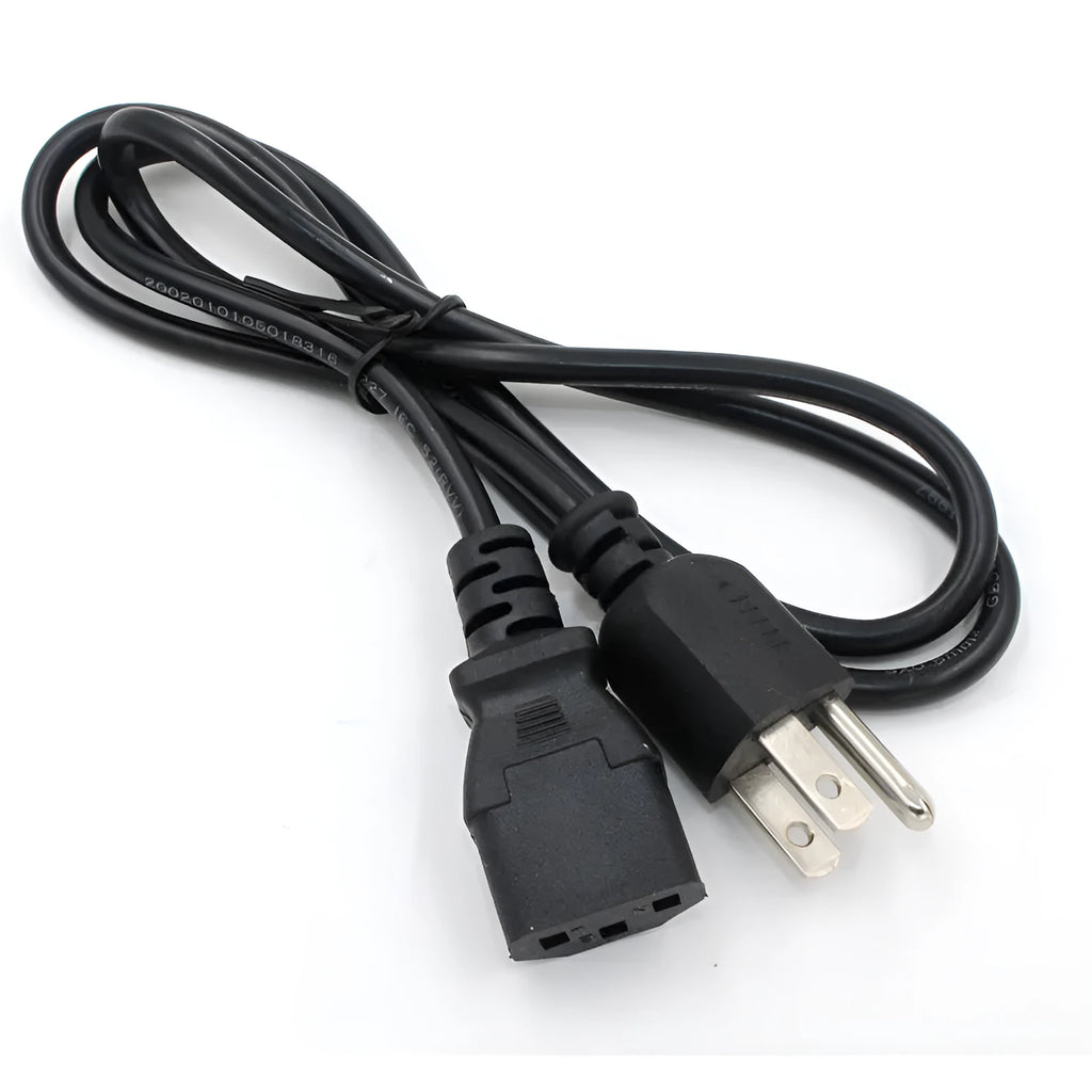 Black American Standard three-prong power cord 1.2 metres long