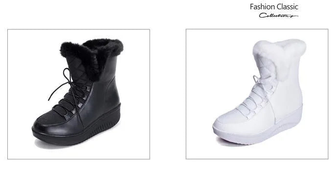 Women's black winter boots with lace-up closure and 3cm platform sole