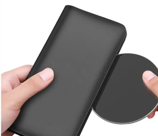 Ultra-thin aluminium alloy wireless charger in metallic colours with Micro USB port