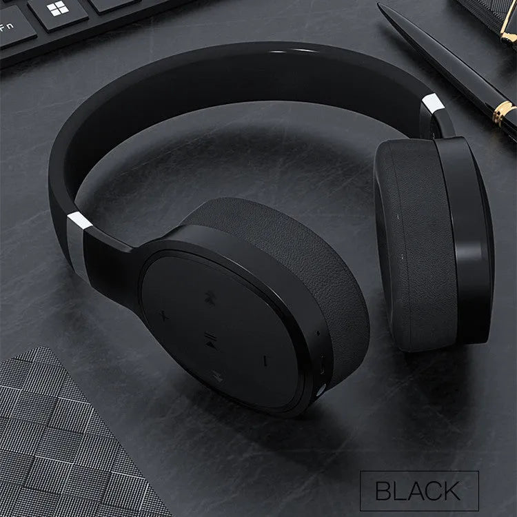 Wireless Bluetooth headset in black, blue, grey, or white colour with over-ear design