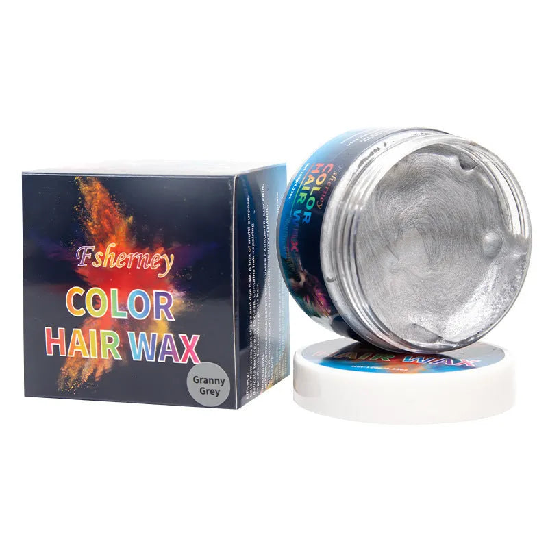 120g hair styling clay container showing colour options including blue, green, orange, purple, red, and grey