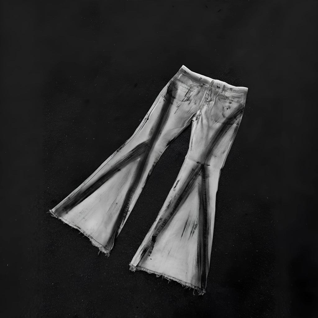 American street retro heavy rough selvedge jeans in black ribbon gradient colour with zip fly