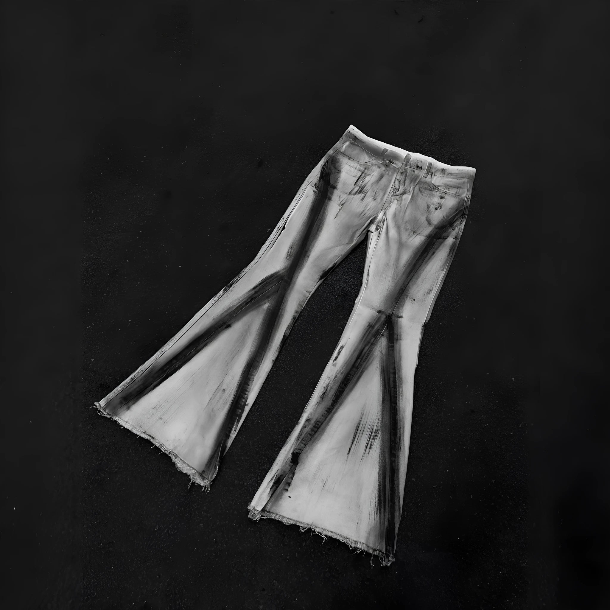 American street retro heavy rough selvedge jeans in black ribbon gradient colour with zip fly