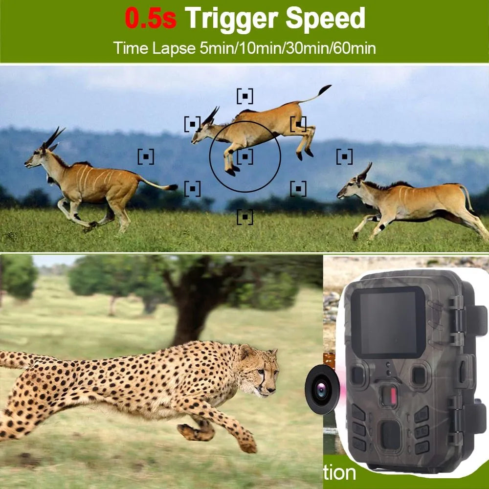 Black infrared night vision monitoring device with plastic body construction and TF card storage slot