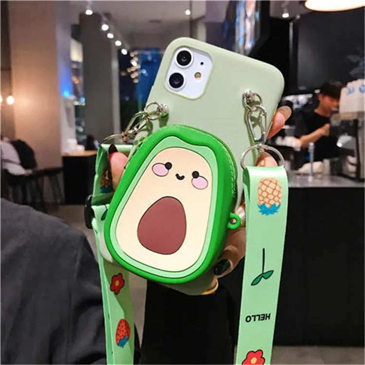Cartoon camouflage silicone wallet case for Huawei phones in various colours, showing card slots.