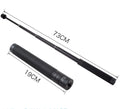 Black retractable selfie stick with phone bracket and anti-shake clip extended for use.